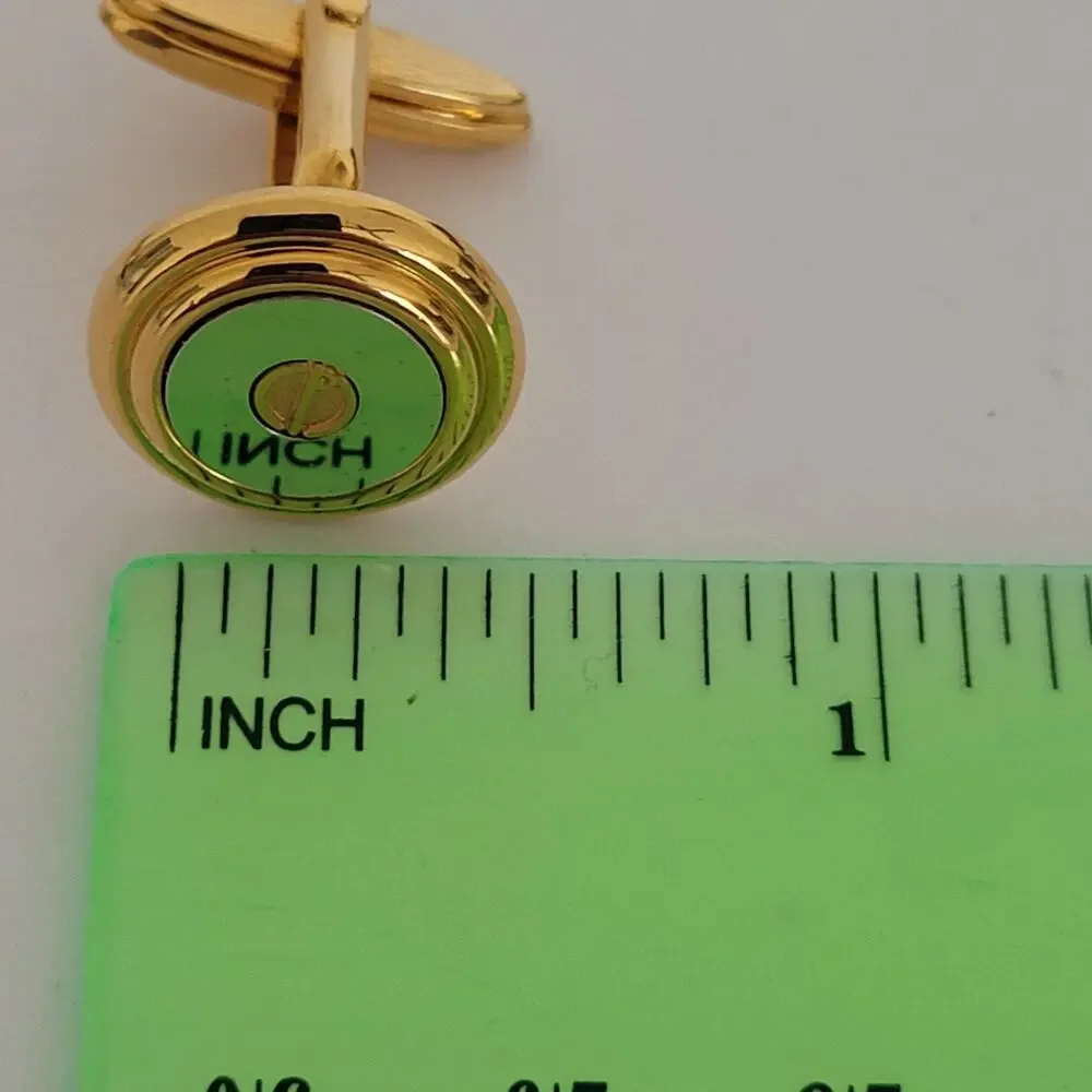 Dunhill D Cufflinks Gold Silver Tone Logo Round Designer Vintage Retro Bullet